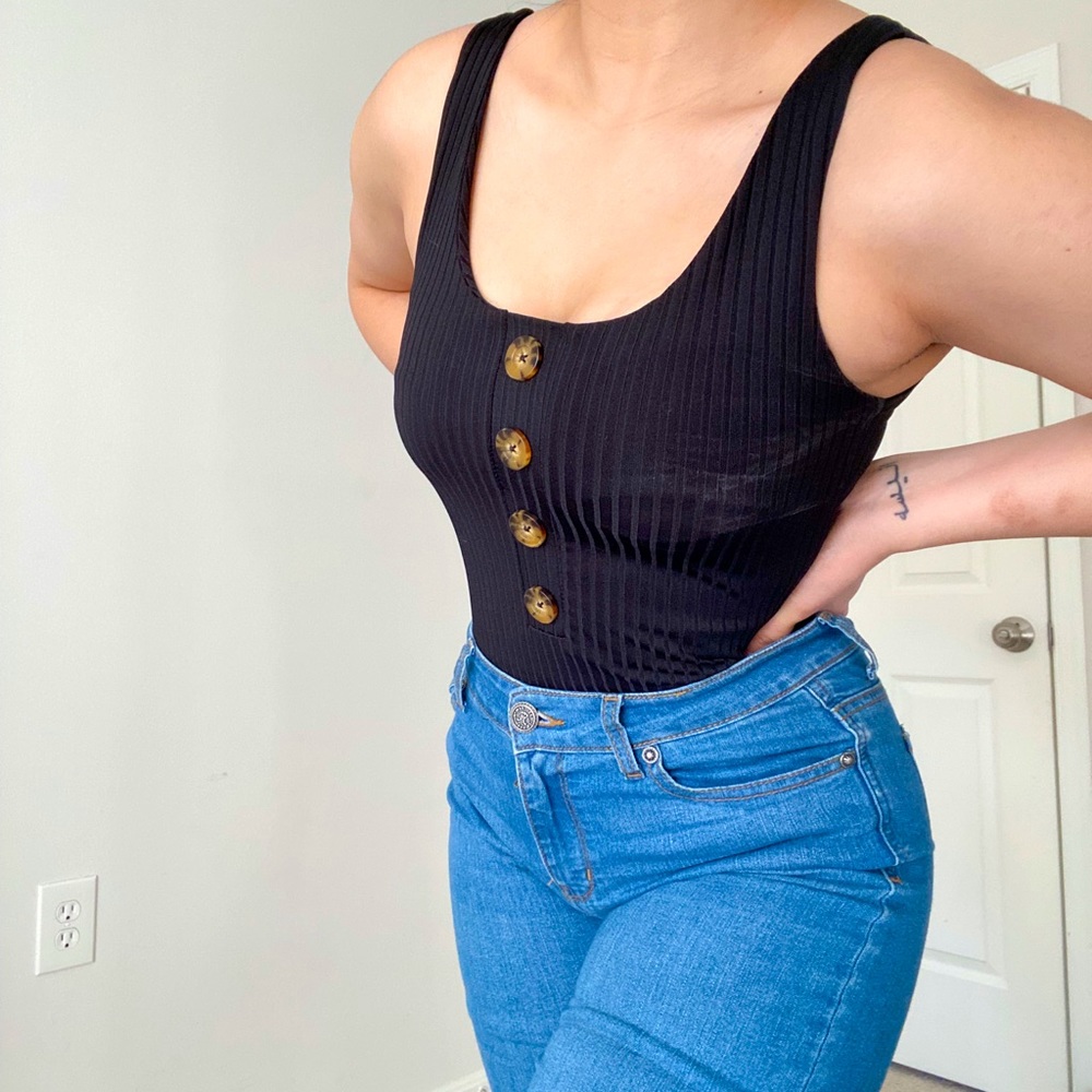 Black Button-Top